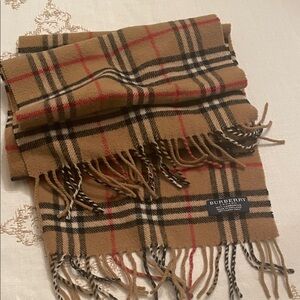 Burberry Camel Checkered Wool Scarf